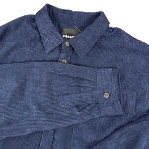 RSQ Men's‎ Navy Blue Corduroy Long Sleeve Button Up Shirt X-Large